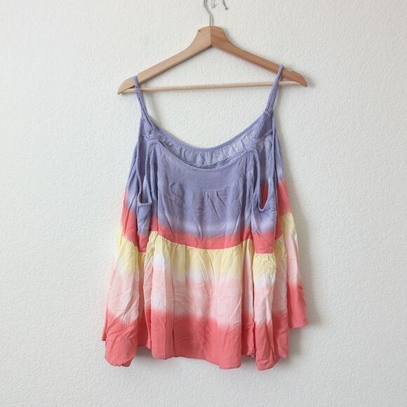 Torrid Gauze Tiered Cami Tie Dye Women's Tank Top 4 4X Beachy Summer Colorful - Picture 5 of 9